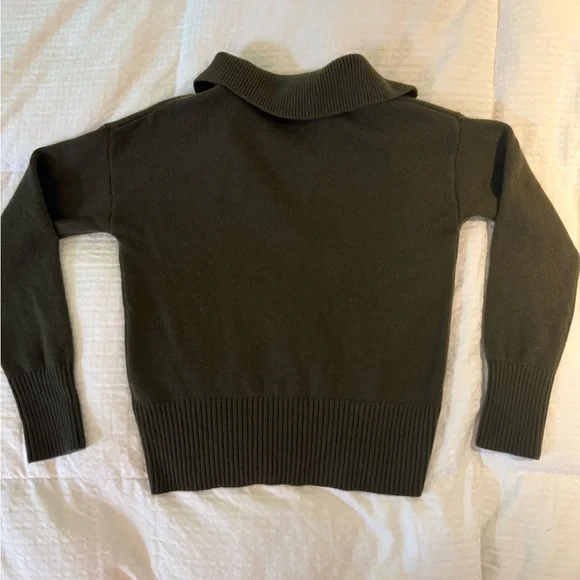 Banana Republic Women's 100%Cashmere Sweater Polo in Military Olive Green - Picture 9 of 14